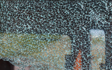 cracked windshield. road accident of car and smashed windscreen 