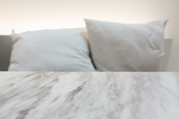 mable table with pillows background