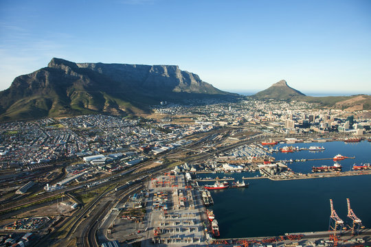 Cape Town Harbour and Table Mountain, South Africa