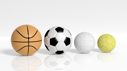 3D rendering of different game balls