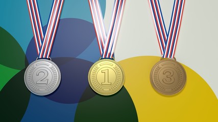 Three medals on colorful background