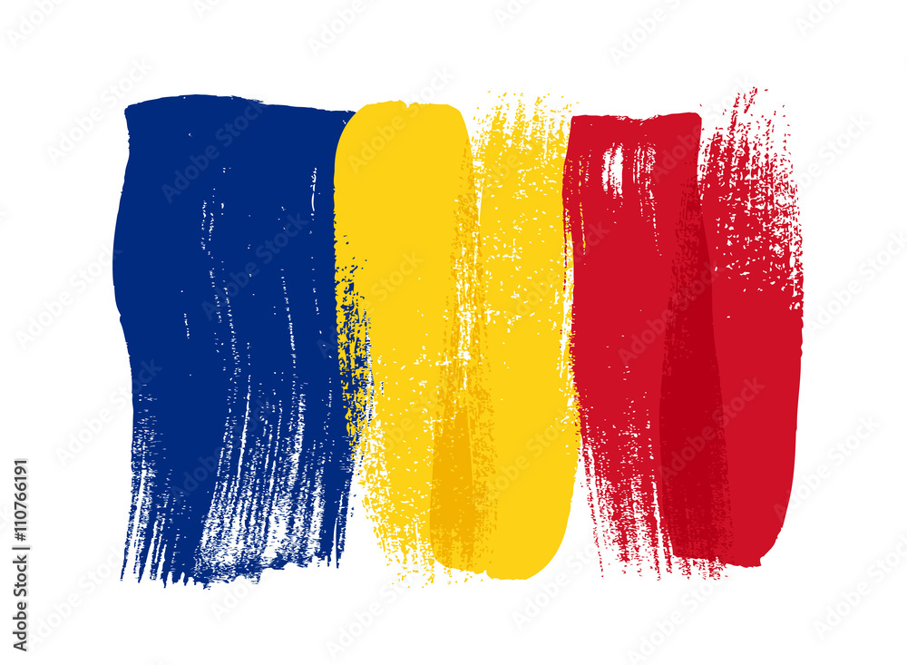 Canvas Prints Romania colorful brush strokes painted flag.