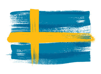Sweden colorful brush strokes painted flag.