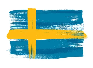Foto op Aluminium Sweden colorful brush strokes painted flag. © rea_molko