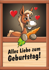 Cartoon Pferd Geburtstag Haflinger