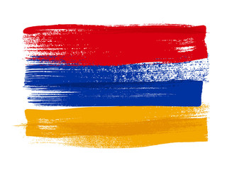 Armenia colorful brush strokes painted flag.