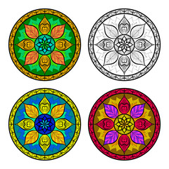 Vector Color Floral Mandala Set isolated on white