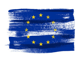 European Union colorful brush strokes painted flag. - obrazy, fototapety, plakaty