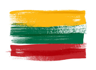 Lithuania colorful brush strokes painted flag. - obrazy, fototapety, plakaty