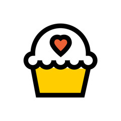 Muffin, tart, heart, valentine's day, love line icon.