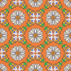 Vector seamless texture. Beautiful colored pattern for design and fashion with decorative elements