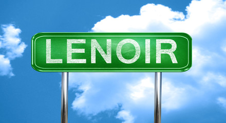 lenoir vintage green road sign with highlights