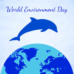 Vector Dolphin and Earth. World Environment Day