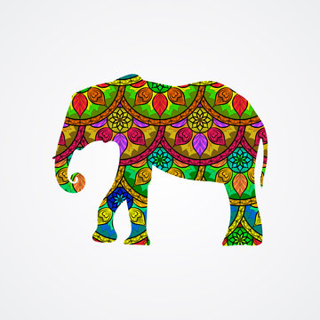 Vector Elephant with Mandala Patterns