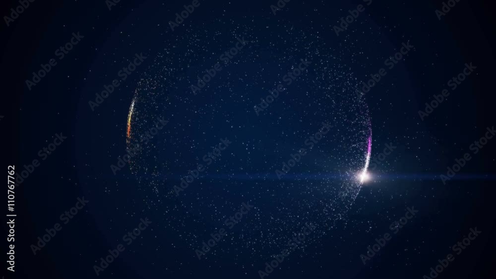 Poster abstract background with circular shape formed of small particles.
