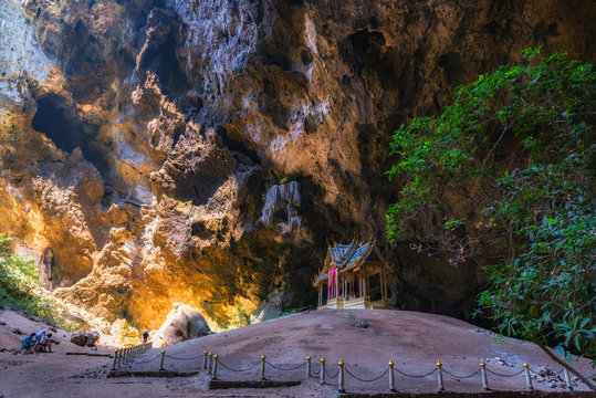 Morning sunbeam on royal pavilion in the Phraya Nakhon Cave, Pra
