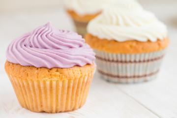 cupcakes close-up, shallow depth of field