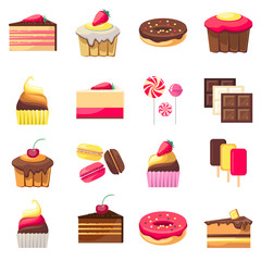 Set of fifteen delicious desserts