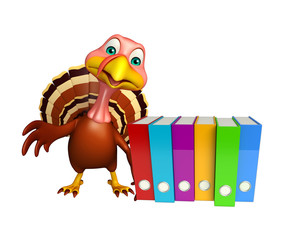 Turkey cartoon character with files