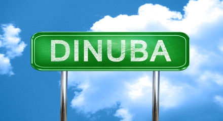 dinuba vintage green road sign with highlights