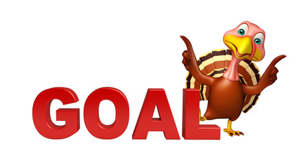 fun Turkey cartoon character with goal sign