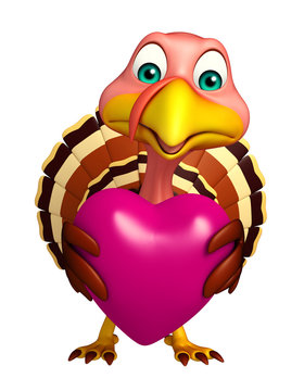 Turkey cartoon character with heart