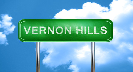 vernon hills vintage green road sign with highlights