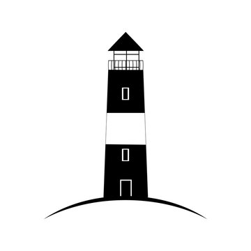 black icon on a white background - the lighthouse. vector illustration