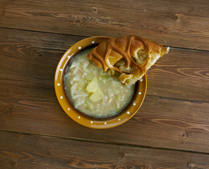 German potato soup with pie