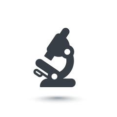 Microscope icon, lab research, microscope vector sign over white, vector illustration