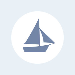 Sailboat icon isolated on white, vector illustration