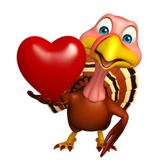 Turkey cartoon character with heart