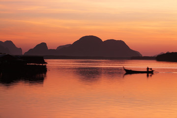 morning at samchong bay,phangnga province,THAILAND.