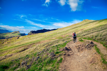 Obraz premium mature couple on a trekking path