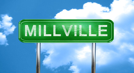 millville vintage green road sign with highlights