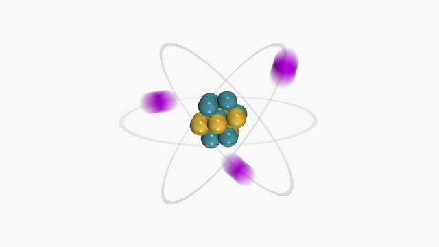 Atom showing protons, neutrons and electrons