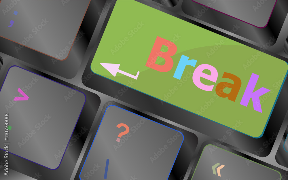 Poster keyboard with break button, business concept vector keyboard key. keyboard button. vector illustrati