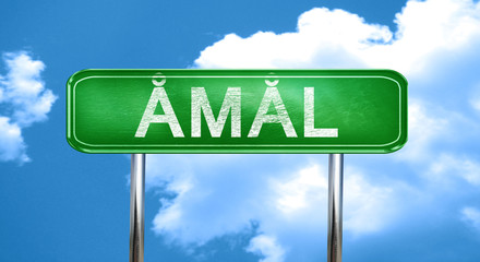 Amal vintage green road sign with highlights