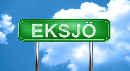 Eksjo vintage green road sign with highlights