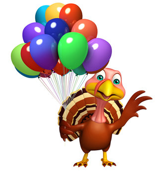 Turkey  cartoon character with baloon
