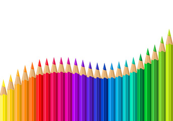 Set of colored pencils on a white background. Vector illustration