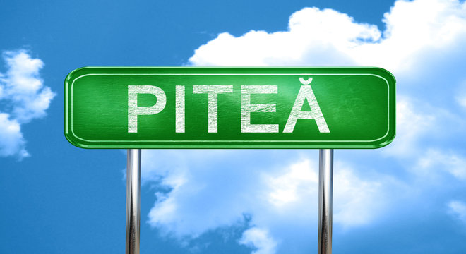 Pitea vintage green road sign with highlights