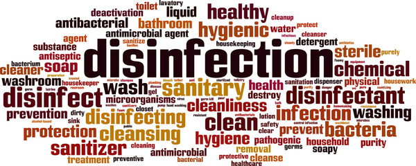 Disinfection word cloud concept. Vector illustration