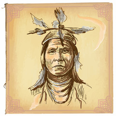 Native American, Indian - An hand drawn vector sketch, freehand