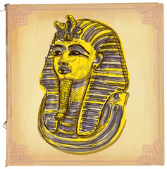 Tutankhamun - An hand drawn vector sketch, freehand, colored lin