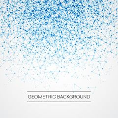 Obraz premium Abstract background with dotted grid and triangular cells. Vector illustration