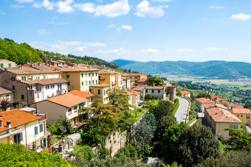view of Cortona, medieval town in Tuscany, Italy