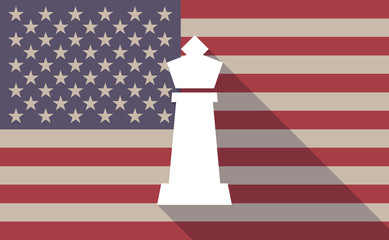 Long shadow USA flag icon with  a  king   chess figure