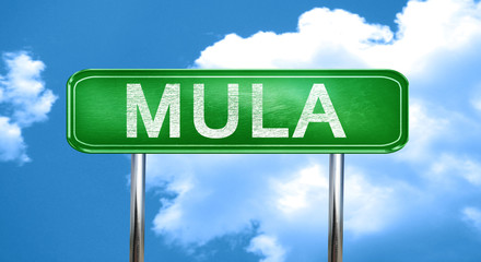 Mula vintage green road sign with highlights