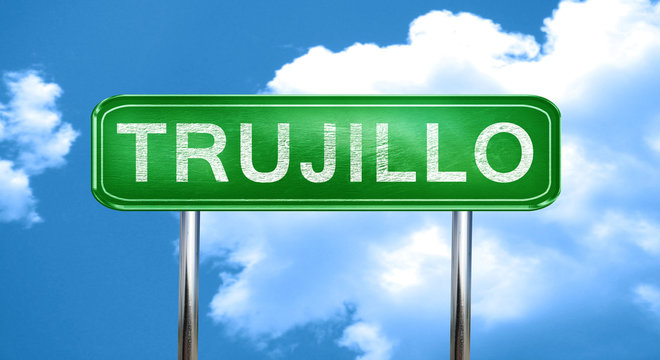 Trujillo vintage green road sign with highlights